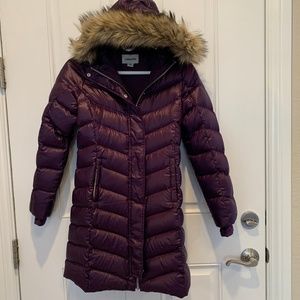 Lands End Girl's Wine Colored Dress Length Coat